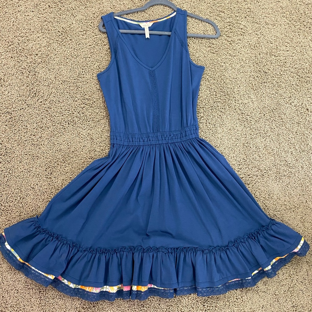 Matilda Jane Blue Summer Sleeveless Dress - like new - size small ruffle cowgirl